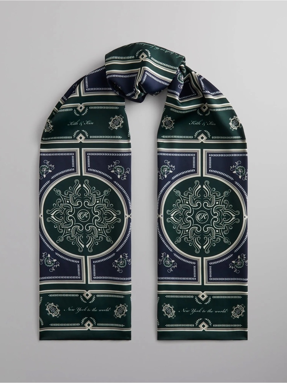 KITH Printed Deco Scarf -Navy & Forest Green